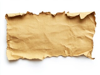 piece of brown paper tear isolated on white background