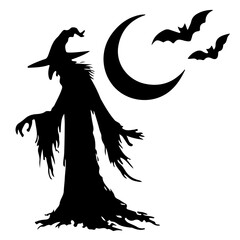 halloween witch and a moon