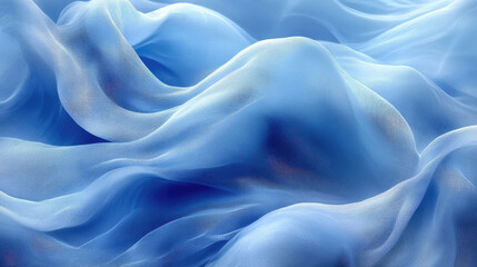 Obraz premium The soft, translucent blue fabric flows gracefully, creating an ethereal pattern that captures light and highlights its delicate texture