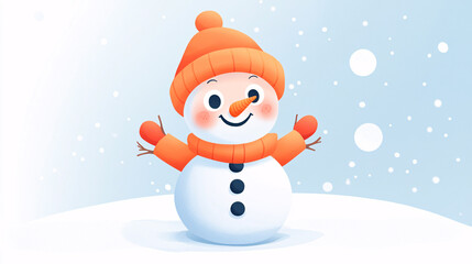 Fototapeta premium Outdoor snow snowman Christmas winter solstice and start of winter scene illustration 