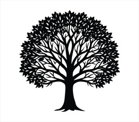 Obraz premium Tree silhouette vector on solid white background