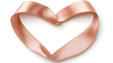 A delicate pink ribbon twisted into the shape of a heart, symbolizing love and affection for various occasions.
