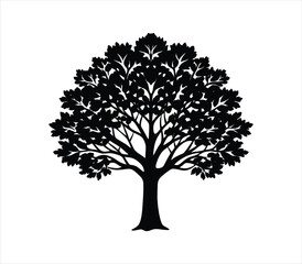 Obraz premium Tree silhouette vector on solid white background
