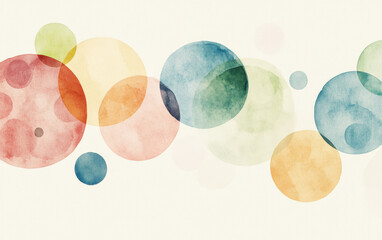 Vibrant watercolor circles blend ly into a soft background, creating a calming and artistic atmosphere with a touch of elegance and creativity.