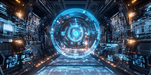 Futuristic Interface with Glowing Circle