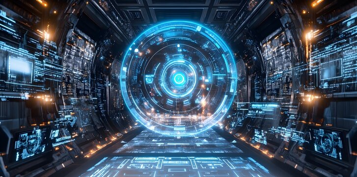 Futuristic Interface with Glowing Circle