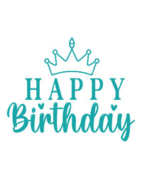 Happy Birthday typography design on plain white transparent isolated background for card, shirt, hoodie, sweatshirt, apparel, tag, mug, icon, poster or badge