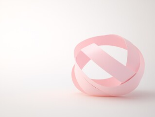 A soft pink ribbon arranged in a graceful loop, symbolizing purity and care, perfect for delicate design themes.