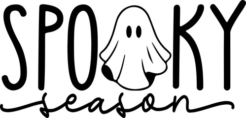 Halloween spooky season typography design on plain white transparent isolated background for card, shirt, hoodie, sweatshirt, apparel, card, tag, mug, icon, poster or badge