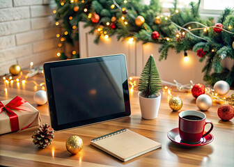christmas tree with laptop