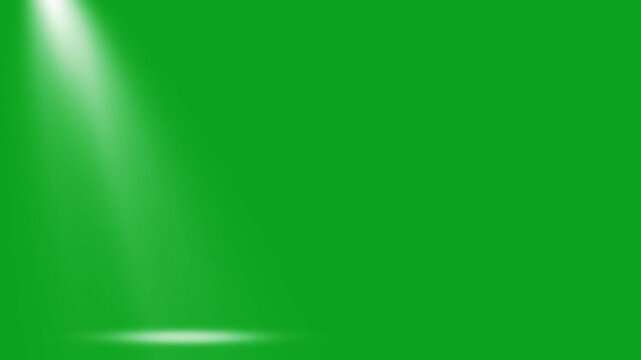 Single Spotlight 4K Animation Seamless loop on Green Screen background for keying. White spotlight effect from corner animation