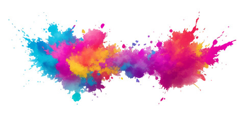 Bright colorful watercolor splash splatter stain brush strokes on white background. Modern vibrant aquarelle spot. Aquarelle explosion on white. Element. Vector watercolor illustration isolated design