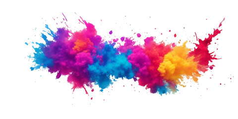 Bright colorful watercolor splash splatter stain brush strokes on white background. Modern vibrant aquarelle spot. Aquarelle explosion on white. Element. Vector watercolor illustration isolated design