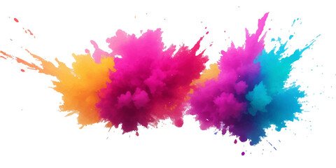Bright colorful watercolor splash splatter stain brush strokes on white background. Modern vibrant aquarelle spot. Aquarelle explosion on white. Element. Vector watercolor illustration isolated design