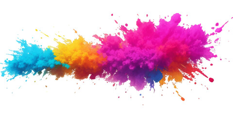 Bright colorful watercolor splash splatter stain brush strokes on white background. Modern vibrant aquarelle spot. Aquarelle explosion on white. Element. Vector watercolor illustration isolated design