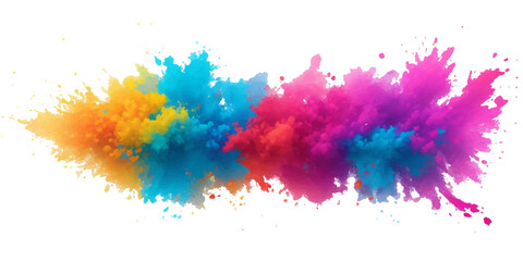 Bright colorful watercolor splash splatter stain brush strokes on white background. Modern vibrant aquarelle spot. Aquarelle explosion on white. Element. Vector watercolor illustration isolated design