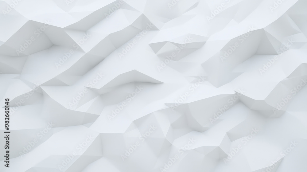 Poster abstract geometric white polygonal surface with sharp angular shapes, creating a modern and minimali