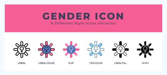 Gender set of icons. Vector illustration with different styles.