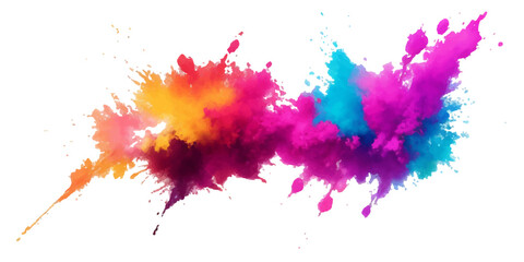 Bright colorful watercolor splash splatter stain brush strokes on white background. Modern vibrant aquarelle spot. Aquarelle explosion on white. Element. Vector watercolor illustration isolated design
