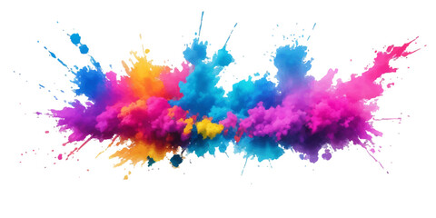 Bright colorful watercolor splash splatter stain brush strokes on white background. Modern vibrant aquarelle spot. Aquarelle explosion on white. Element. Vector watercolor illustration isolated design