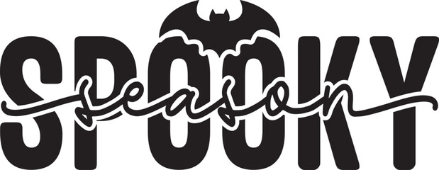 Halloween spooky season typography design on plain white transparent isolated background for card, shirt, hoodie, sweatshirt, apparel, card, tag, mug, icon, poster or badge