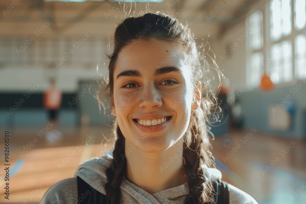 Canvas Prints A happy woman with braids smiling directly at the camera, great for a variety of uses including social media, advertising and more