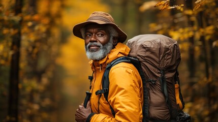 Obraz premium Elderly Man on a Hiking Adventure