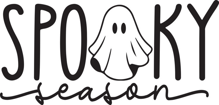 Halloween spooky season typography design on plain white transparent isolated background for card, shirt, hoodie, sweatshirt, apparel, card, tag, mug, icon, poster or badge