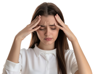 Headache desperate pain person female.