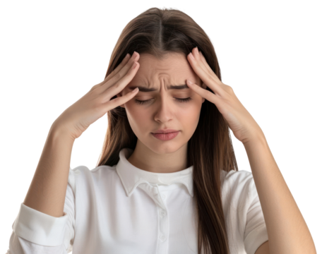 Headache desperate pain person female.