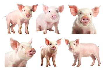PNG pig design element set, transparent background