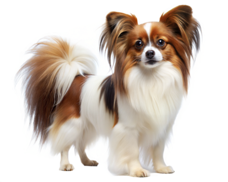Papillon Chihuahua mix breed dog isolated on white background.