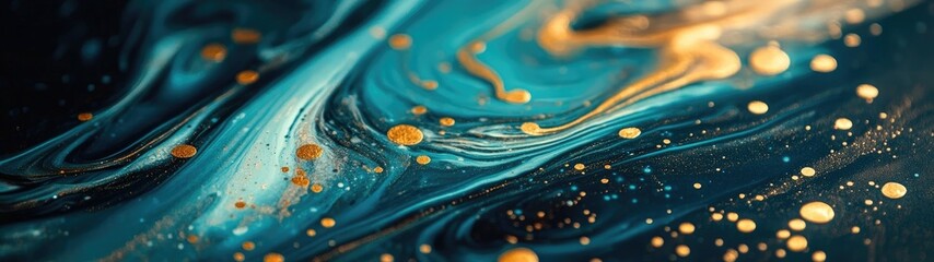 Abstract Blue and Gold Swirls: A Fluid Art Masterpiece