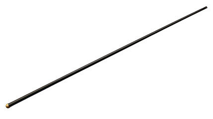 A black brush with a metal handle and sharp bristles isolated on a white background