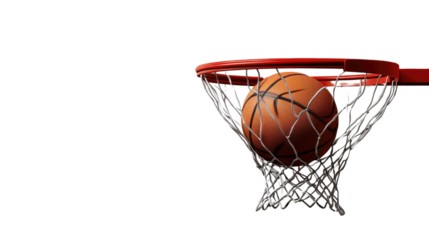 Isolated basketball and hoop on a white background