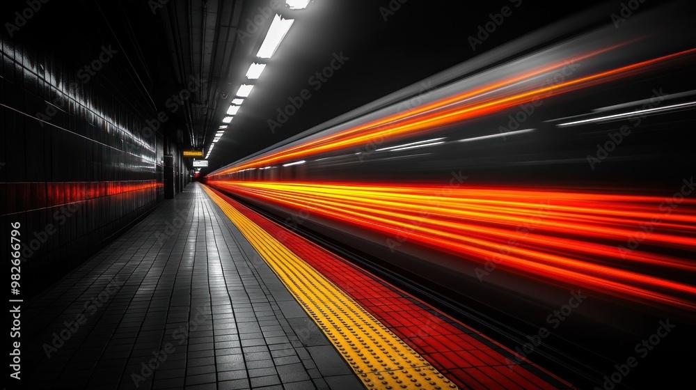 Canvas Prints Subway Lights Streaks