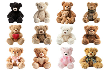 Obraz premium PNG Cute teddy bear element set, transparent background