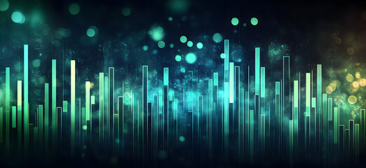 Stock Market Data Visualization with Glowing Green and Red Lines, Digital Bars, and Graphs Representing Financial Trends, Investments, and Market Analytics