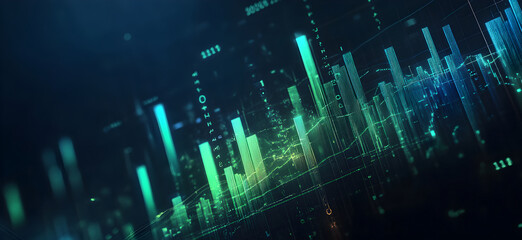 Digital stock market data with bar chart visuals
