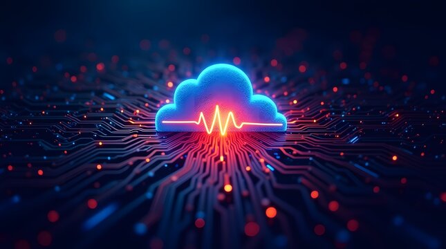 Cloud Computing Heartbeat On Circuit Board