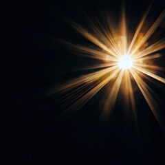 Rays of light burst from a sun.