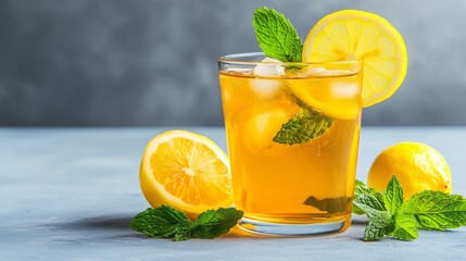 Refreshing Lemon Mint Iced Tea in a Glass