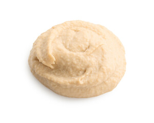 Sample of delicious hummus isolated on white