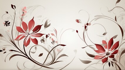 Elegant Floral Design with Red and Brown Accents