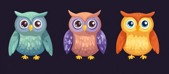 Colorful cartoon owl designed in a flat style