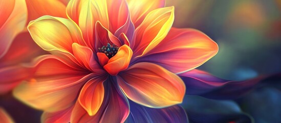 Fototapeta premium Illustration of a blooming flower in vibrant colors