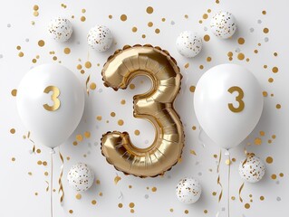 Golden balloon 3rd birthday