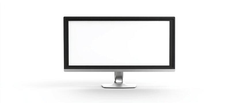 3D silver widescreen monitor displayed on a white background