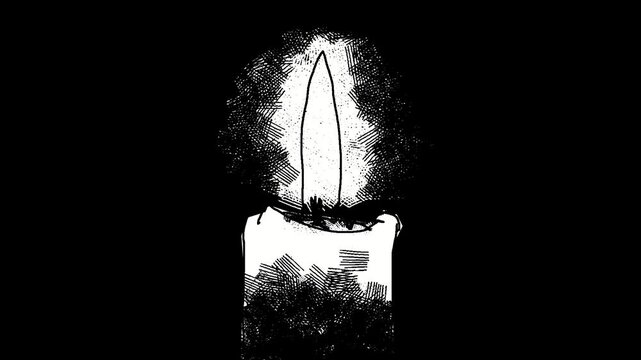 Black and white animation of a burning candle.