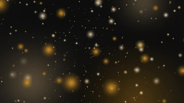 Motion graphic of floating golden particles bokeh effect